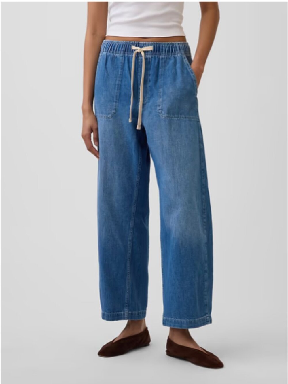 NWT GAP High Rise Easy Barrel Jeans - Elastic waist - Picture 4 of 9
